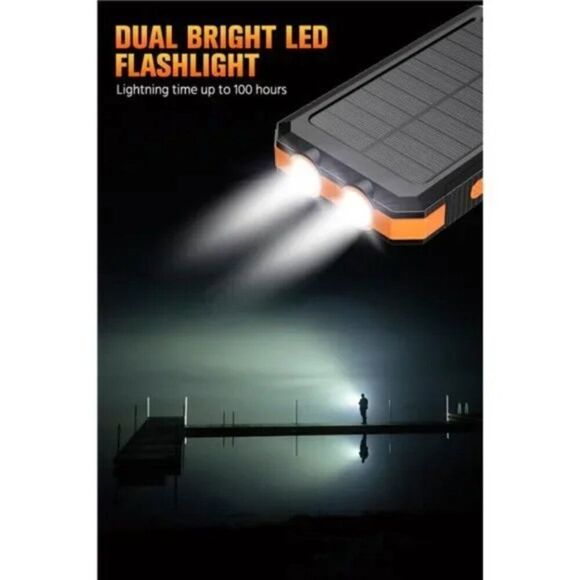 Solar-Charger-Power-Bank - 36800mAh Portable Charger, (Orange) - Picture 4 of 8